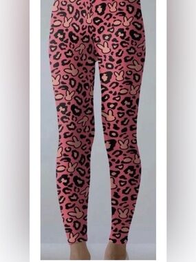 Easter Pink Bunny Leopard  Leggings Size OS (2-12) New